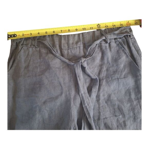 TINA STEPHENS Made In Italy Linen Shorts Pull On Pockets Loose Modest Gray 6-8 - Picture 6 of 9